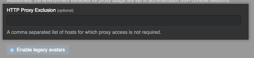 HTTP Proxy Exclusion field