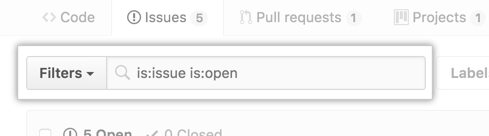 The issues and pull requests search bar
