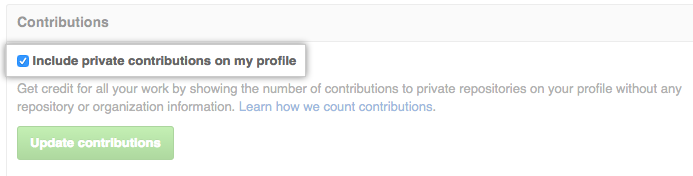 Include private contributions in my profile checkbox