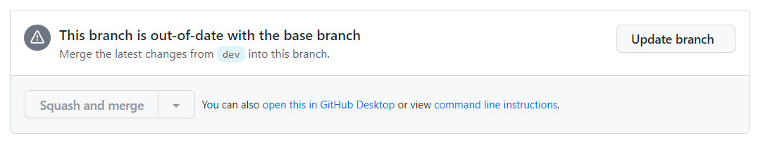 Botão para atualizar o branch