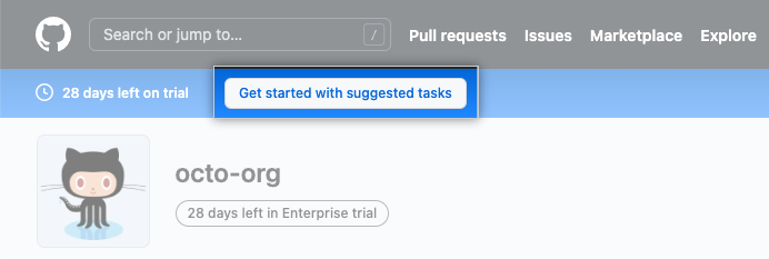 "Get started with suggested tasks" button
