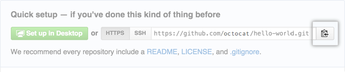 Copiar el campo de URL de repositorio remoto