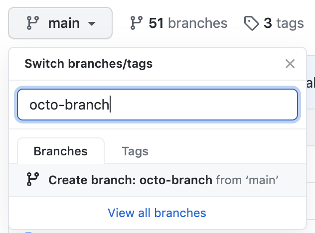 branch creation text box