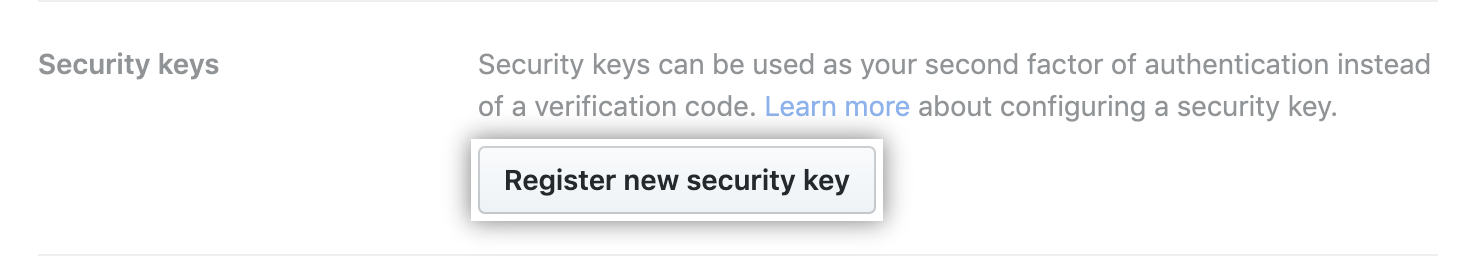 Registering a new security key