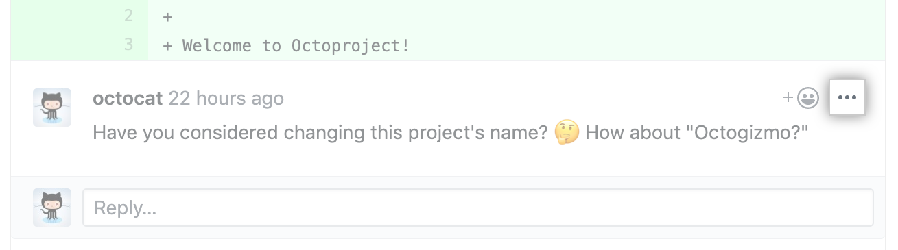 Kebab button in pull request review comment