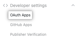 Pestaña de aplicaciones OAuth de la barra lateral izquierda