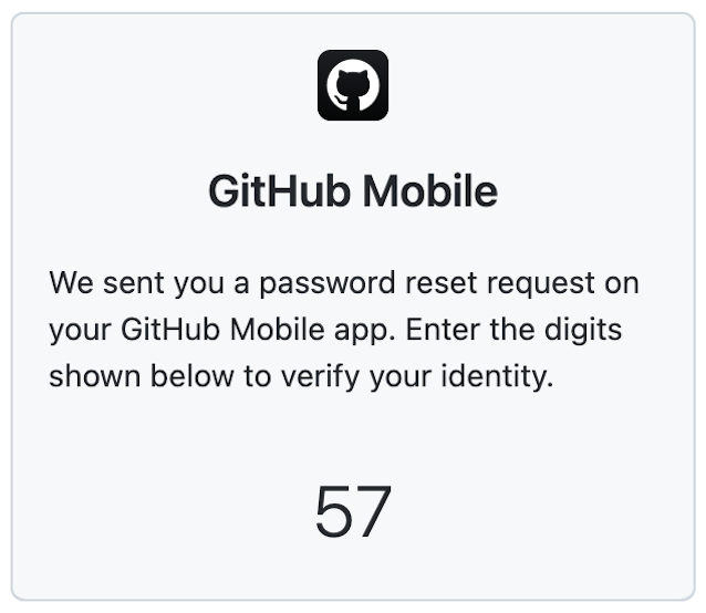 Mensaje de autenticación bifactorial de GitHub Móvil