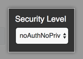 Dropdown menu for the SNMP v3 user's security level