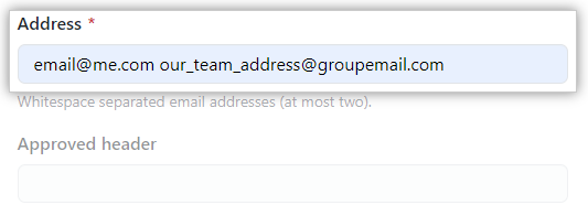 Caixa de texto de endereço de e-mail