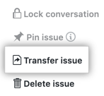 Button to transfer issue