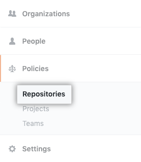 Repositories tab in the enterprise account settings sidebar
